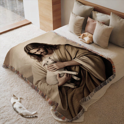 Jesus with Cats Unique Design Blanket