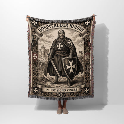 CalmNestStyle Hospitaller Knight In Hoc Signo Vinces Vintage Woven Blanket jacquard woven blanket
