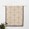 Cross Symbol Pattern In Beige Color Orthodox Woven Blanket