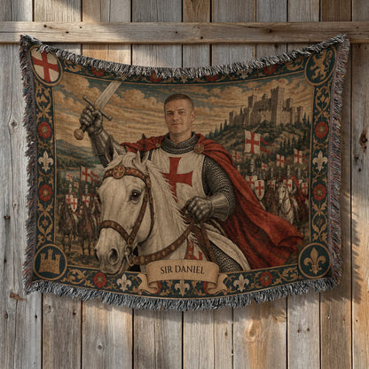 MyDesigns The Templar's Charge I Your Knight on Horseback jacquard woven blanket