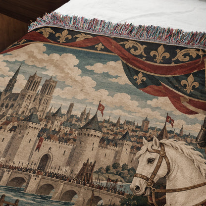 CalmNestStyle Joan of Arc and the Lily Banner jacquard woven blanket