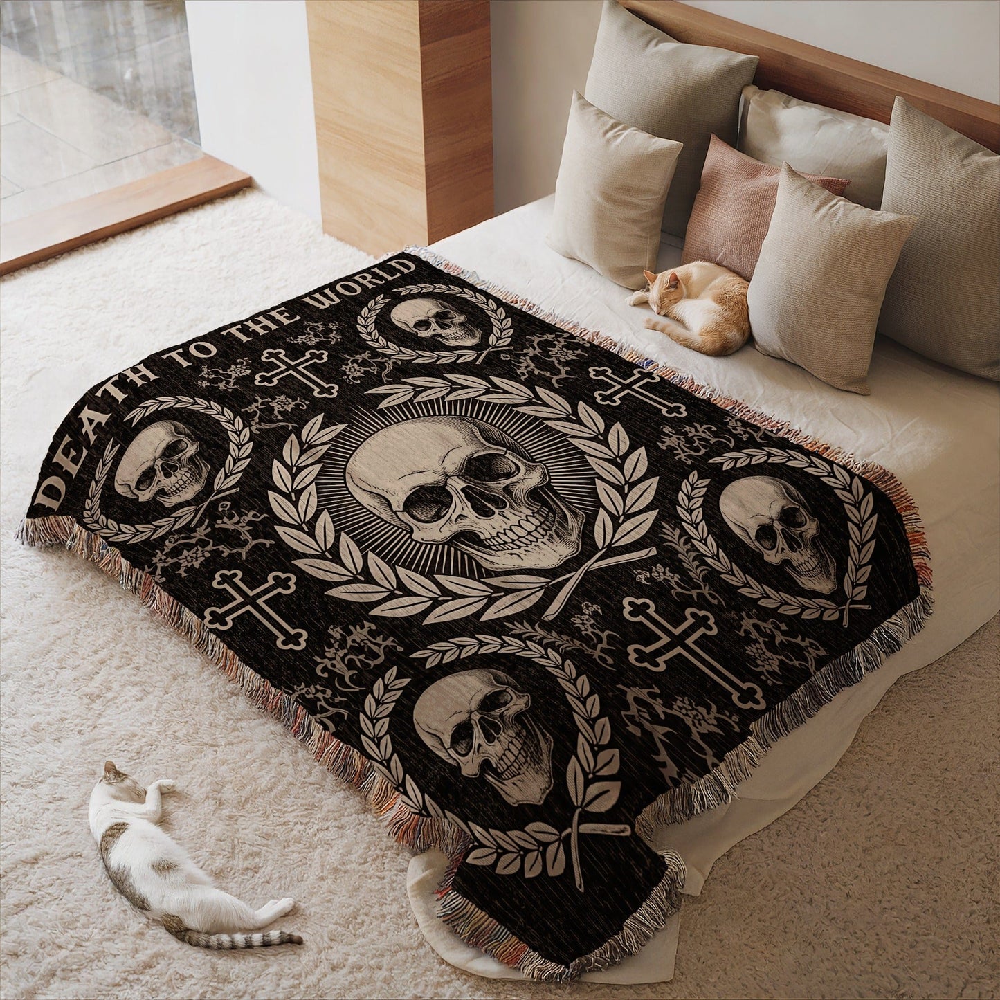 Death To The World Skull and Crossbones Blanket