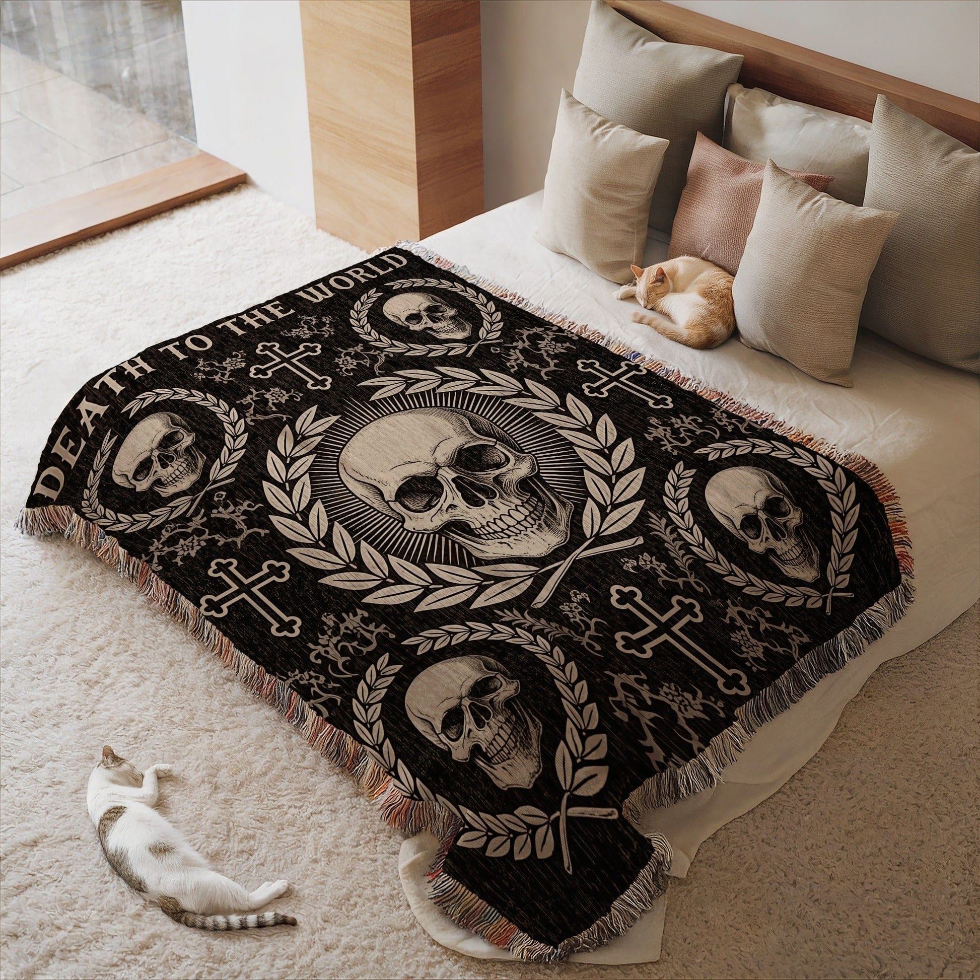 Death To The World Skull and Crossbones Blanket