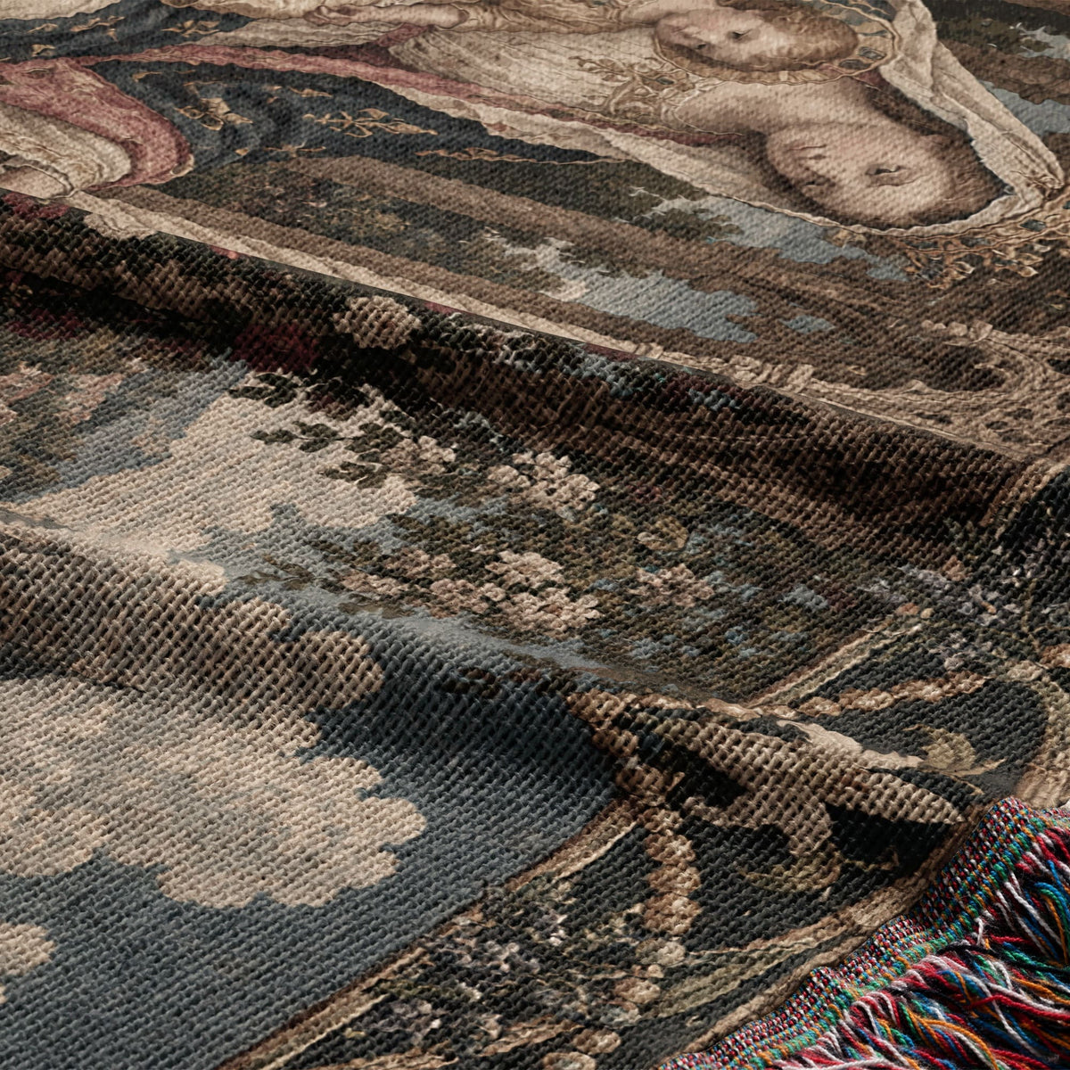 CalmNestStyle Our Lady of the Rosary jacquard woven blanket