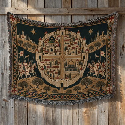 CalmNestStyle Crusader Jerusalem Round Map I Under the Star jacquard woven blanket