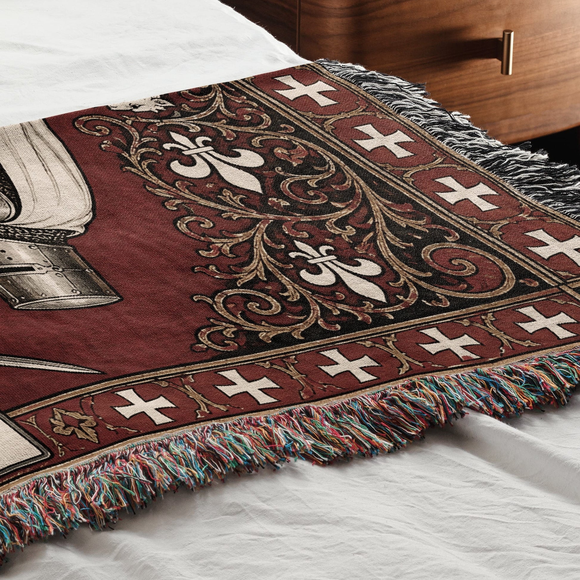 MyDesigns Knight Duel Tapestry Blanket – Knights Templar vs Hospitaller Sword Fight Woven Throw jacquard woven blanket