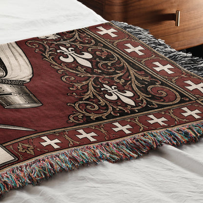 MyDesigns Knight Duel Tapestry Blanket – Knights Templar vs Hospitaller Sword Fight Woven Throw jacquard woven blanket