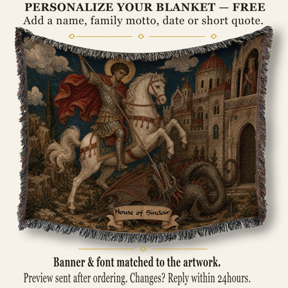 CalmNestStyle Saint George Orthodox Icon jacquard woven blanket
