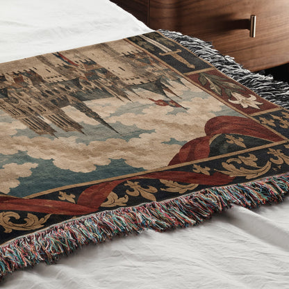 CalmNestStyle Joan of Arc and the Lily Banner jacquard woven blanket