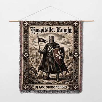 CalmNestStyle Hospitaller Knight With Banner In Hoc Signo Vinces Woven Blanket jacquard woven blanket