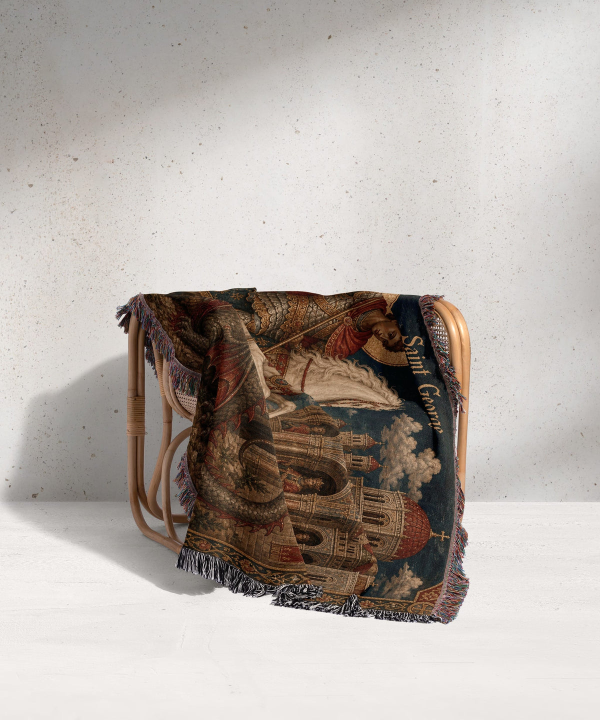 CalmNestStyle Saint George Icon With Gold Halo jacquard woven blanket