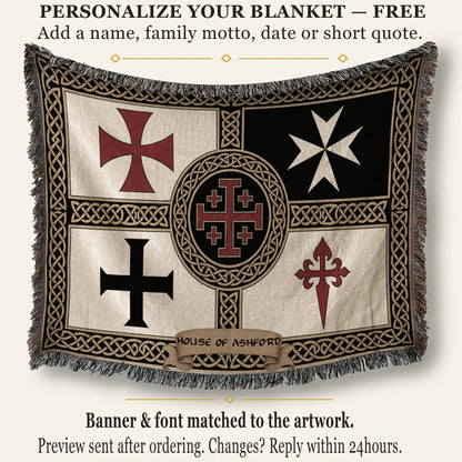MyDesigns Medieval Tapestry Blanket – Order of Santiago & Crusader Orders Woven Throw jacquard woven blanket