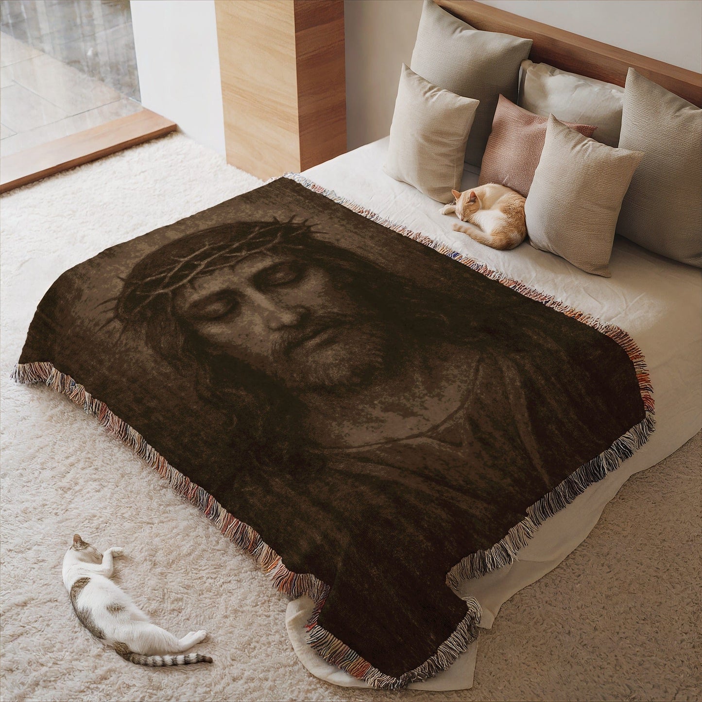 Stunning Artistic Jesus Face Throw Blanket