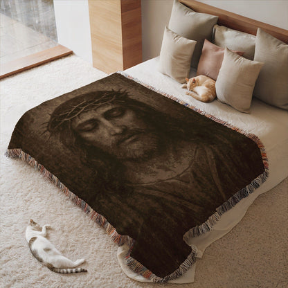 Stunning Artistic Jesus Face Throw Blanket