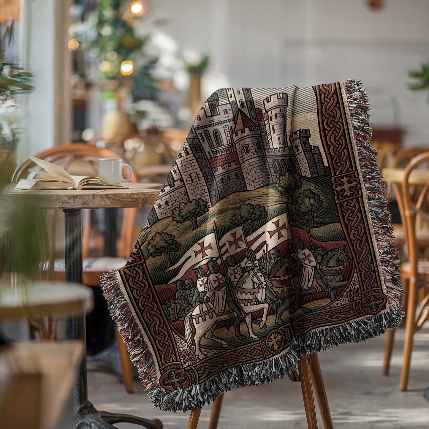 Medieval Knights and Castle Illustration Blanket