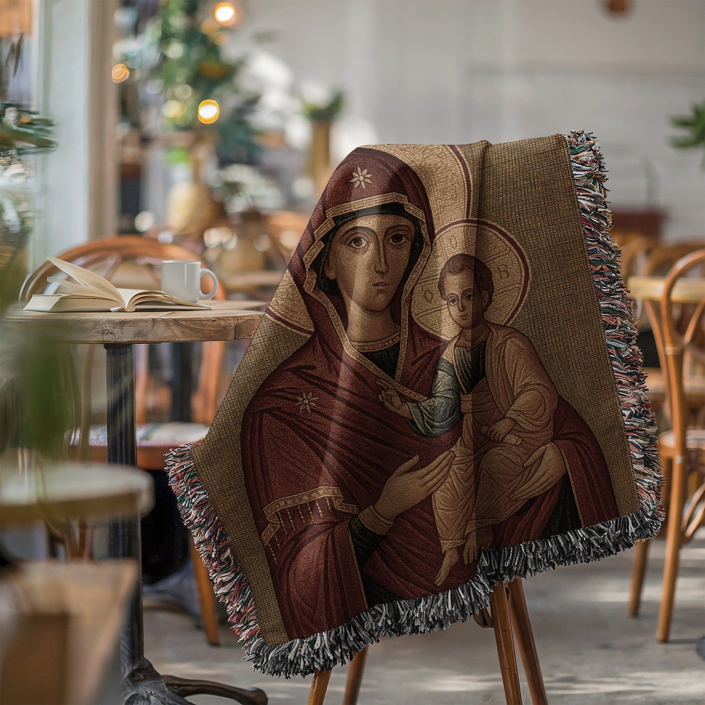 Virgin Mary and Child Decorative Tapestry Blanket