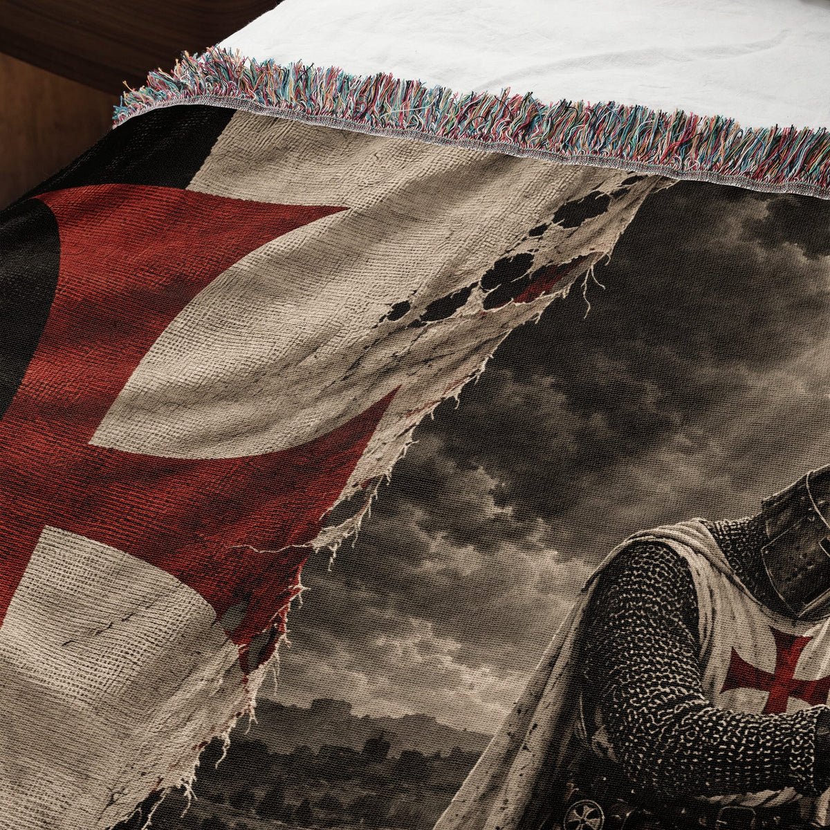 CalmNestStyle Not Unto Us Templar Vow at Calvary jacquard woven blanket