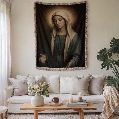 Blessed Virgin Mary Religious Artwork Tapestry