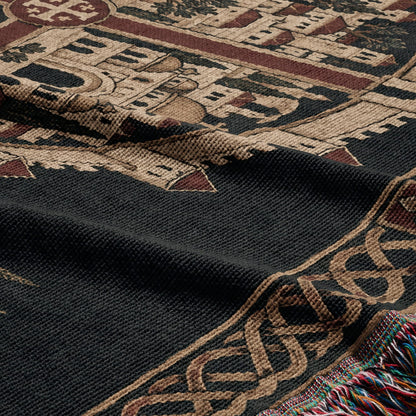 CalmNestStyle Crusader Jerusalem Round Map I Golden Sky jacquard woven blanket