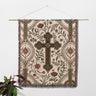 Artistic Floral Cross Design Elegant Orthodox Woven Blanket