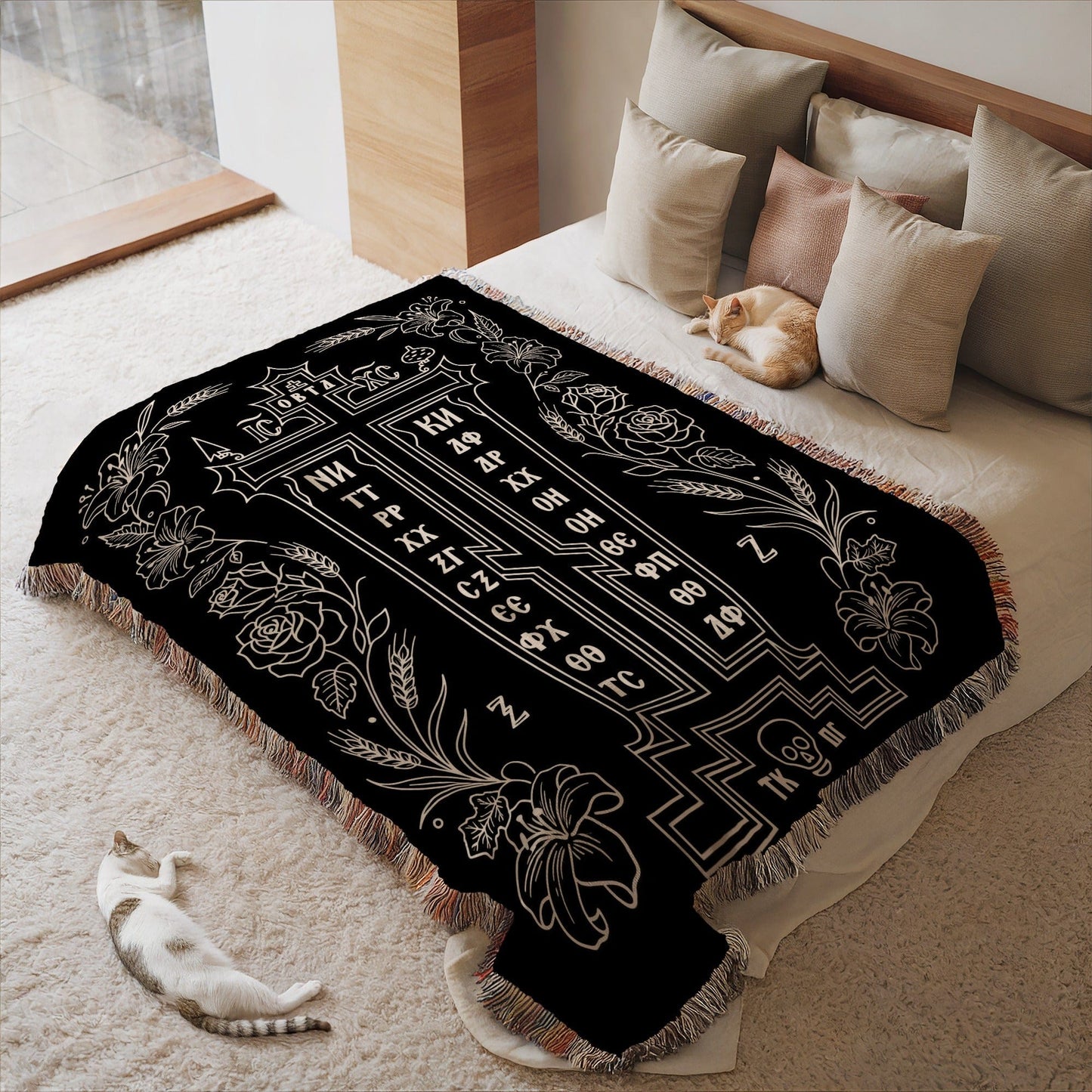 Ornate illustrated calendar design decorative blanket
