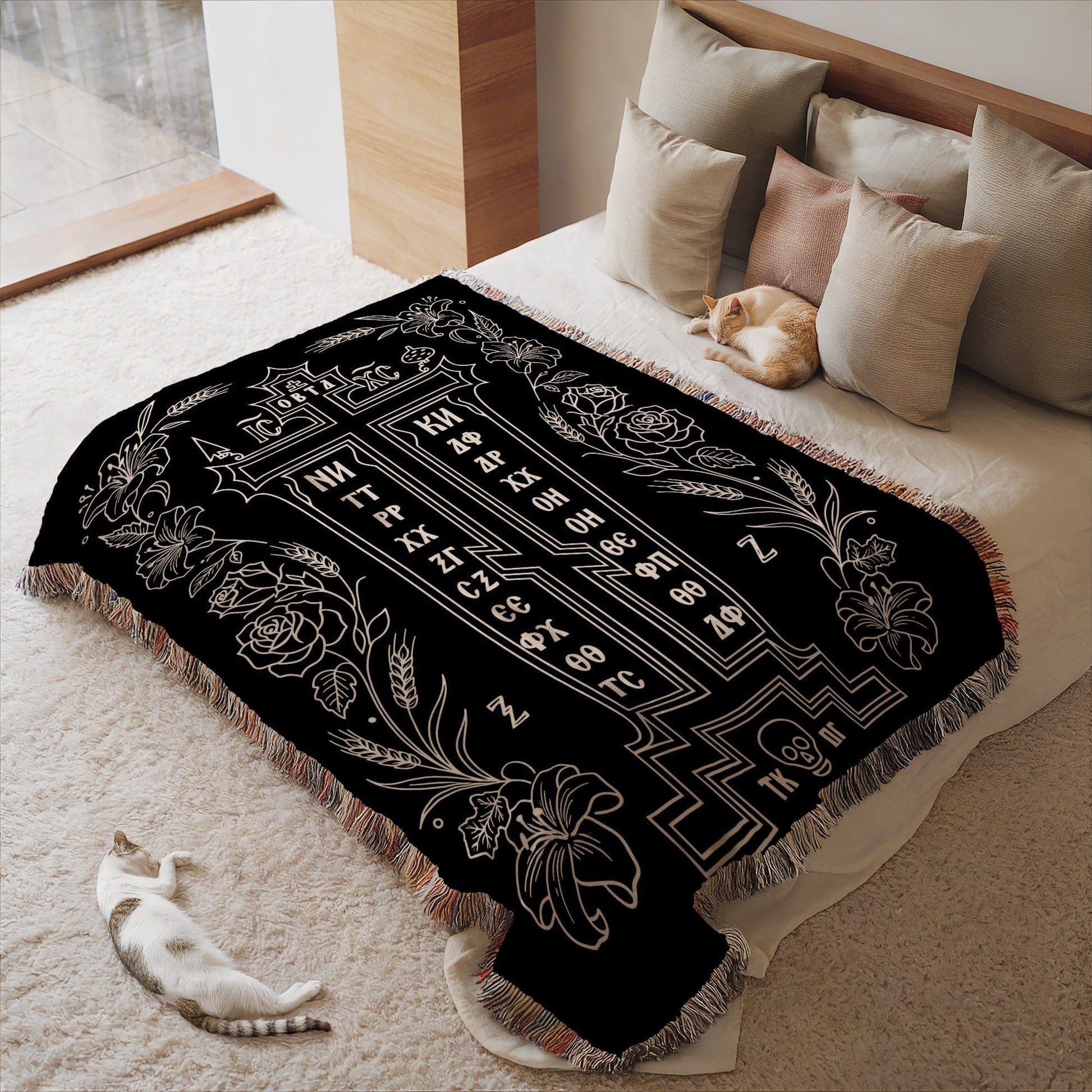 Ornate illustrated calendar design decorative blanket