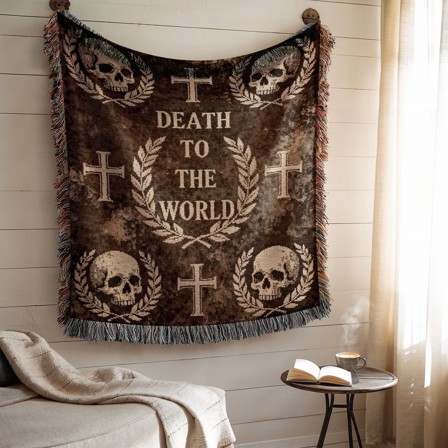 Death to the World Skull and Cross Blanket product