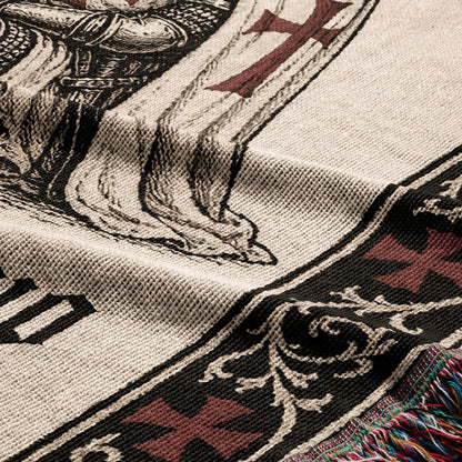 CalmNestStyle Non Nobis Domine Templar Knight Woven Blanket jacquard woven blanket