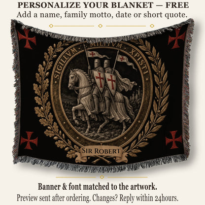 CalmNestStyle Sigillum Militum Xpisti Templar Seal in Silver jacquard woven blanket