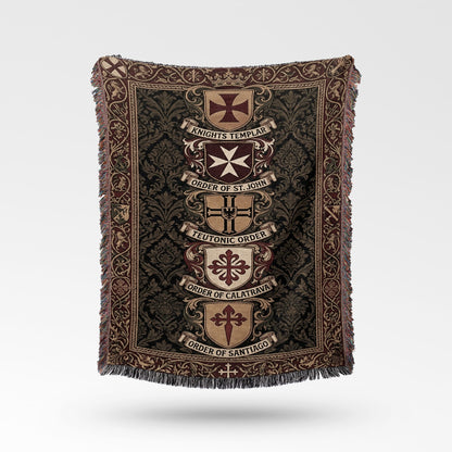 CalmNestStyle Chivalric Order Crests Templar Woven Blanket jacquard woven blanket