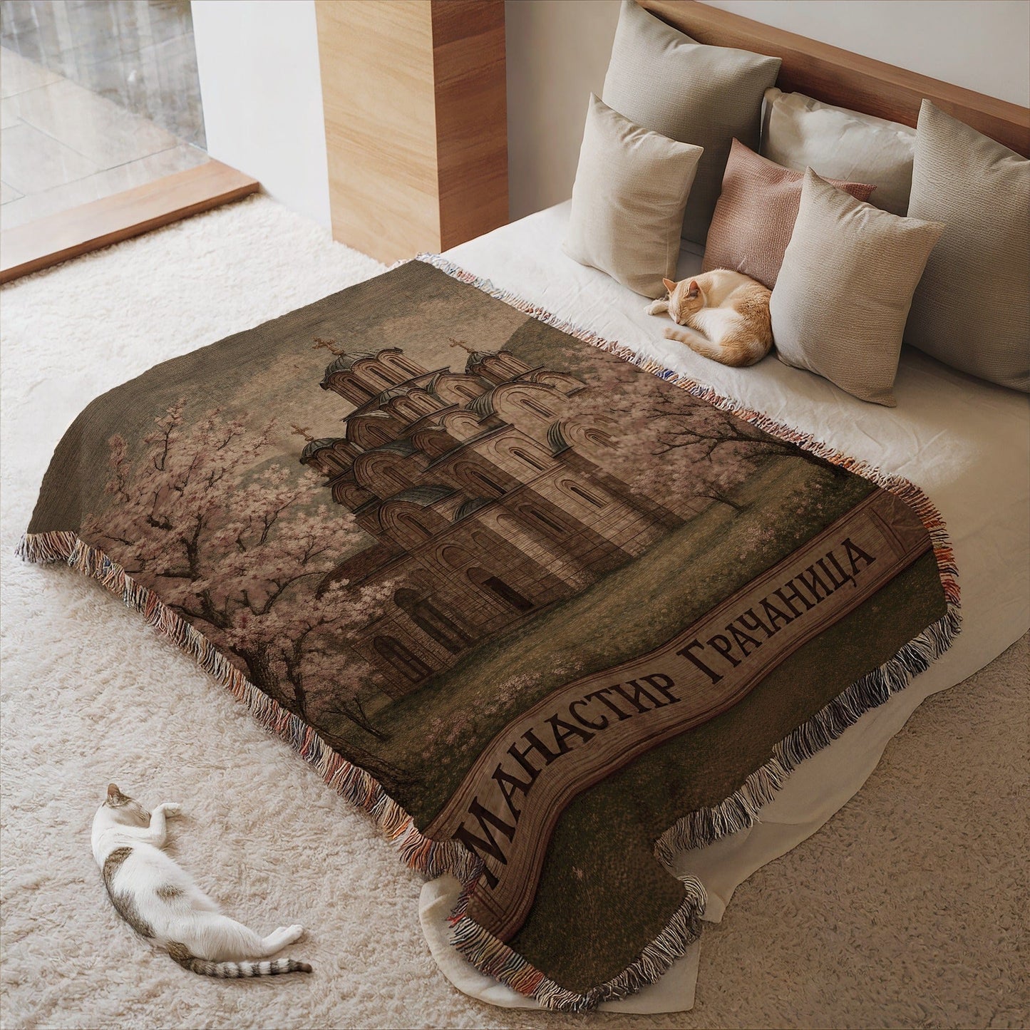 Beautifully Designed Blanket with Artistic Church Scene