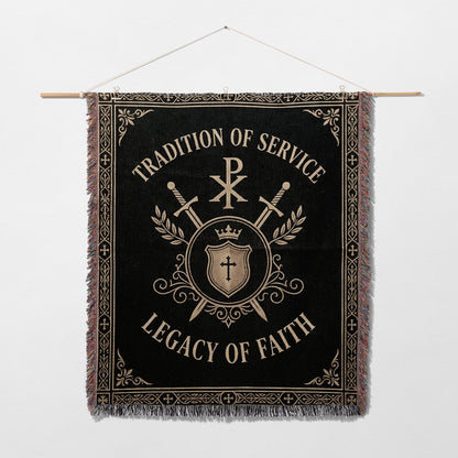 CalmNestStyle Tradition of Service Legacy of Faith Chi-Rho Woven Blanket jacquard woven blanket