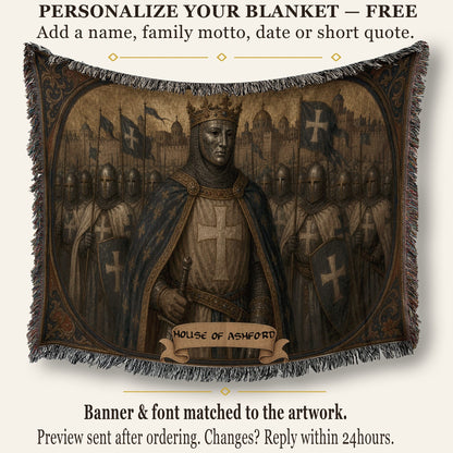 CalmNestStyle Baldwin IV The Crowned King jacquard woven blanket