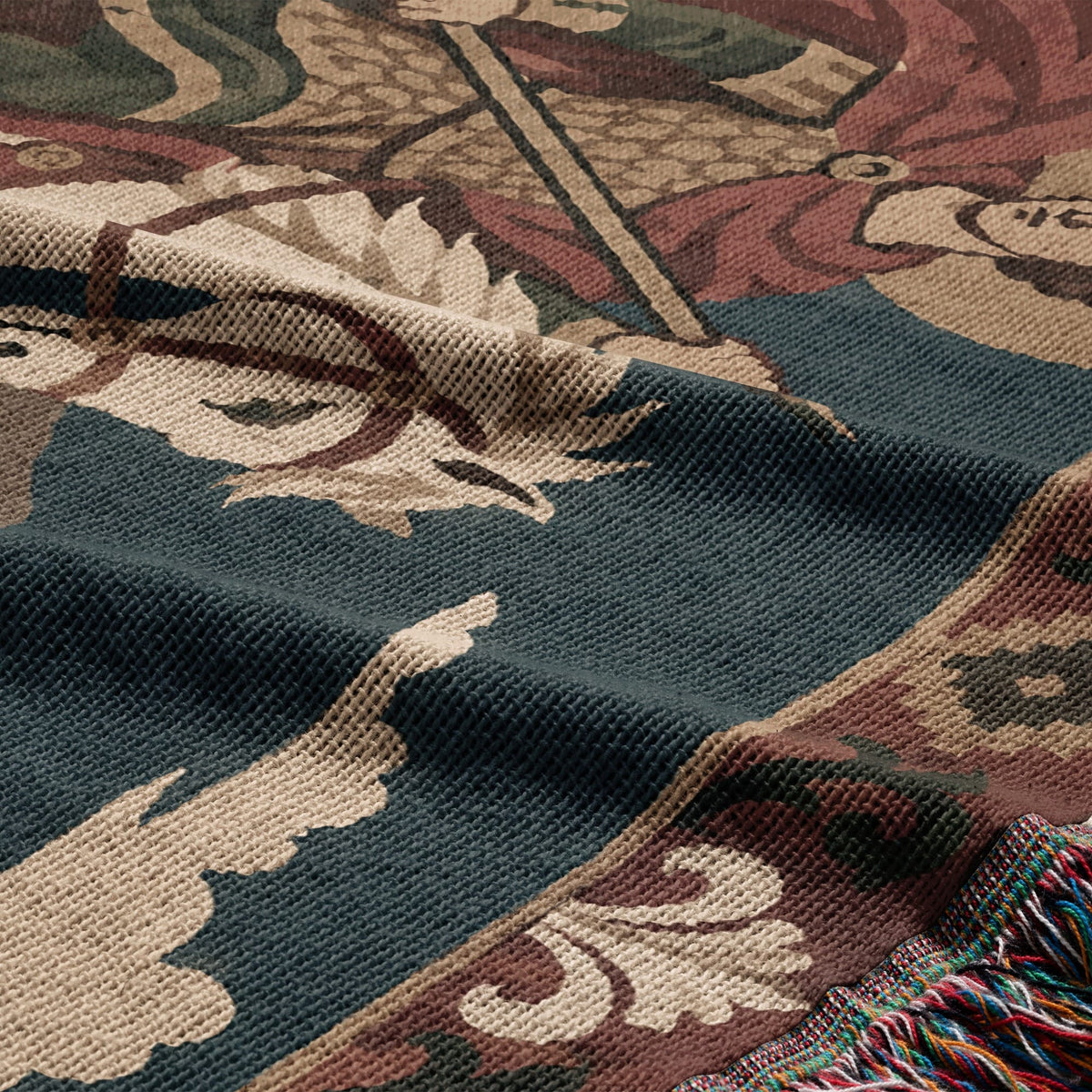 CalmNestStyle Saint George Folk Art Dragon Slayer jacquard woven blanket
