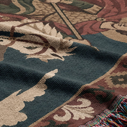 CalmNestStyle Saint George Folk Art Dragon Slayer jacquard woven blanket