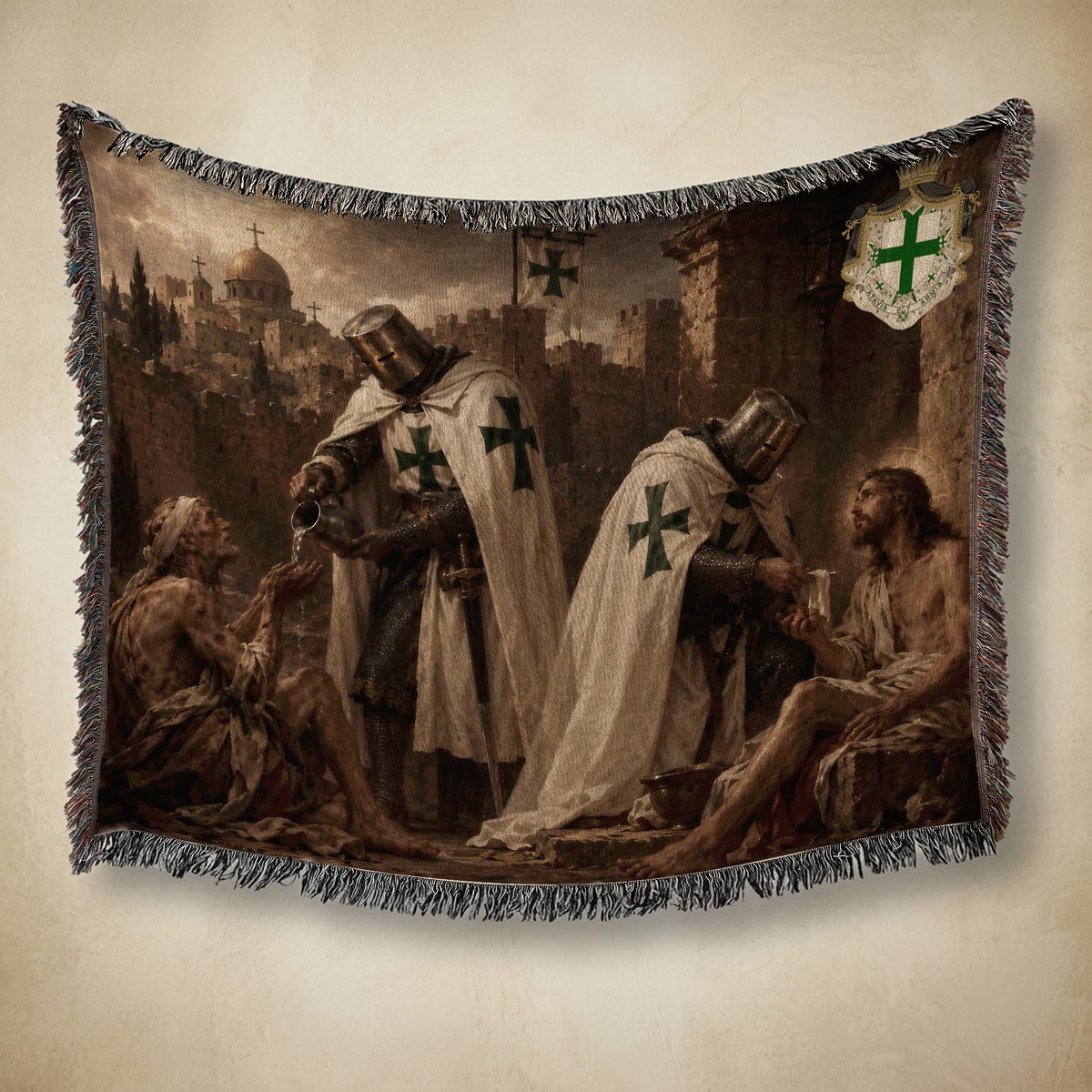 MyDesigns Saint Lazarus I The Hospitaller's Work at Jerusalem jacquard woven blanket