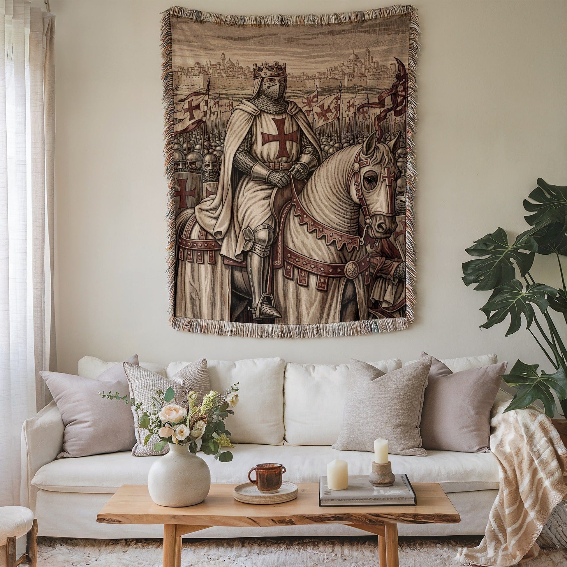 Medieval Knight and Horse Artistic Wall Decor Tapestry