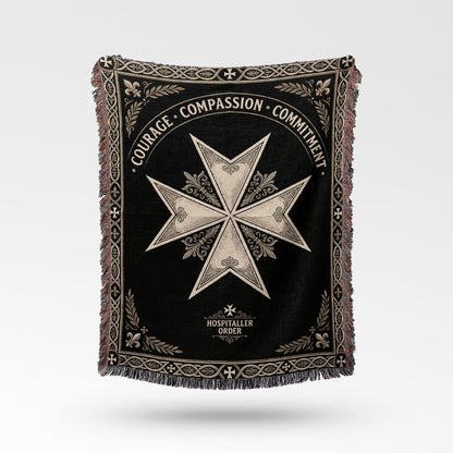 CalmNestStyle Courage Compassion Commitment Ornamental Cross Woven Blanket jacquard woven blanket