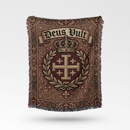 CalmNestStyle Regal Deus Vult Jerusalem Cross Woven Blanket jacquard woven blanket