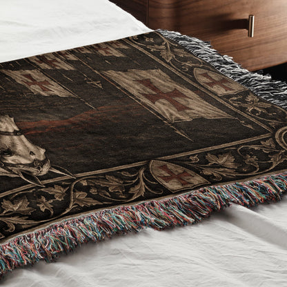 MyDesigns Templar Knight and White Horse jacquard woven blanket