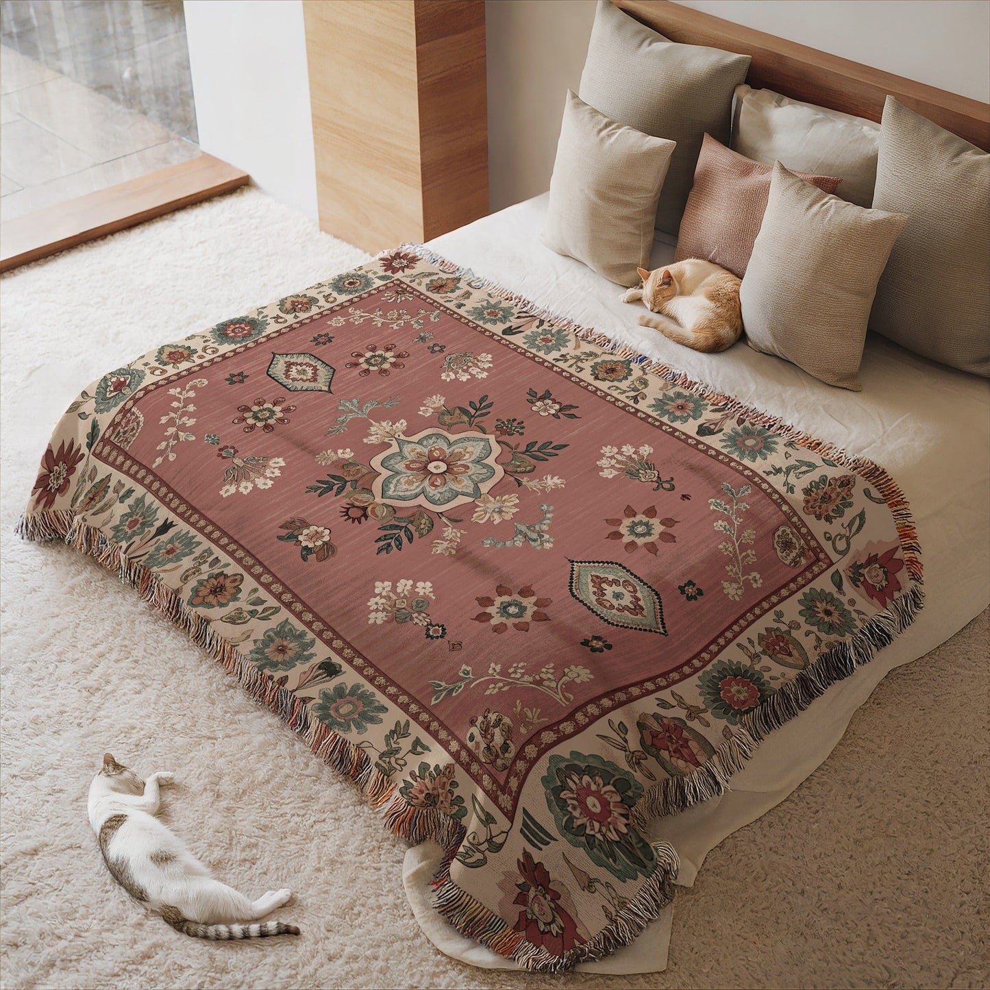 Decorative Floral Patterned Bed Throw Blanket