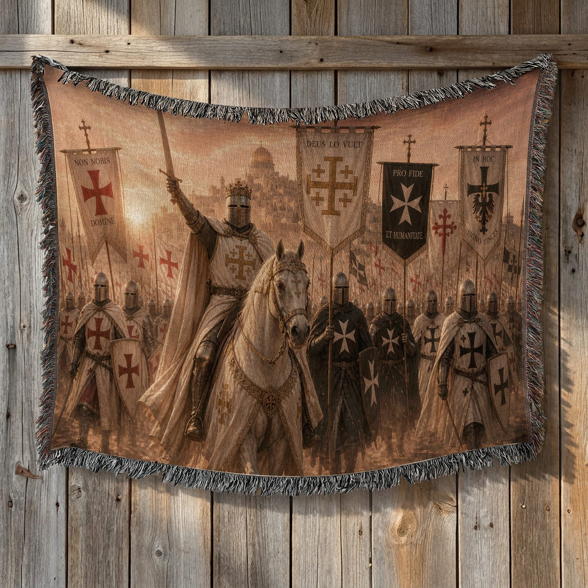 CalmNestStyle Deus Lo Vult The Crusader Host jacquard woven blanket