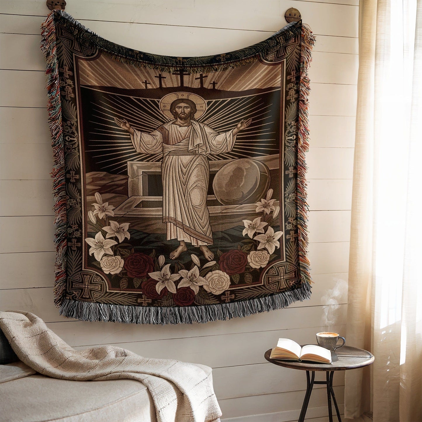 Jesus Christ Resurrection Tapestry Wall Art Decor