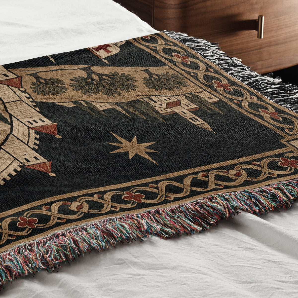 CalmNestStyle Crusader Jerusalem Round Map I Under the Star jacquard woven blanket