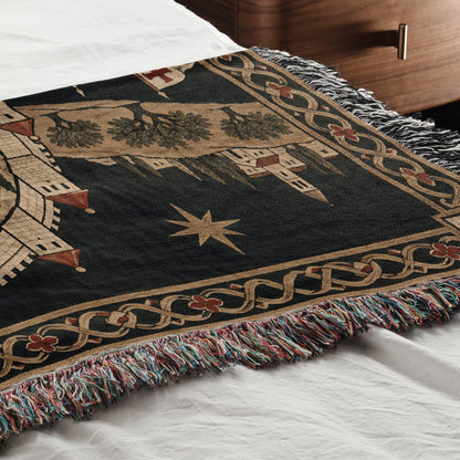 CalmNestStyle Crusader Jerusalem Round Map I Under the Star jacquard woven blanket