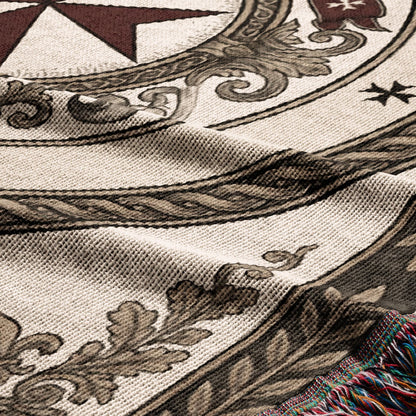 CalmNestStyle Tuitio Fidei Order of Malta Seal Sepia Woven Blanket jacquard woven blanket