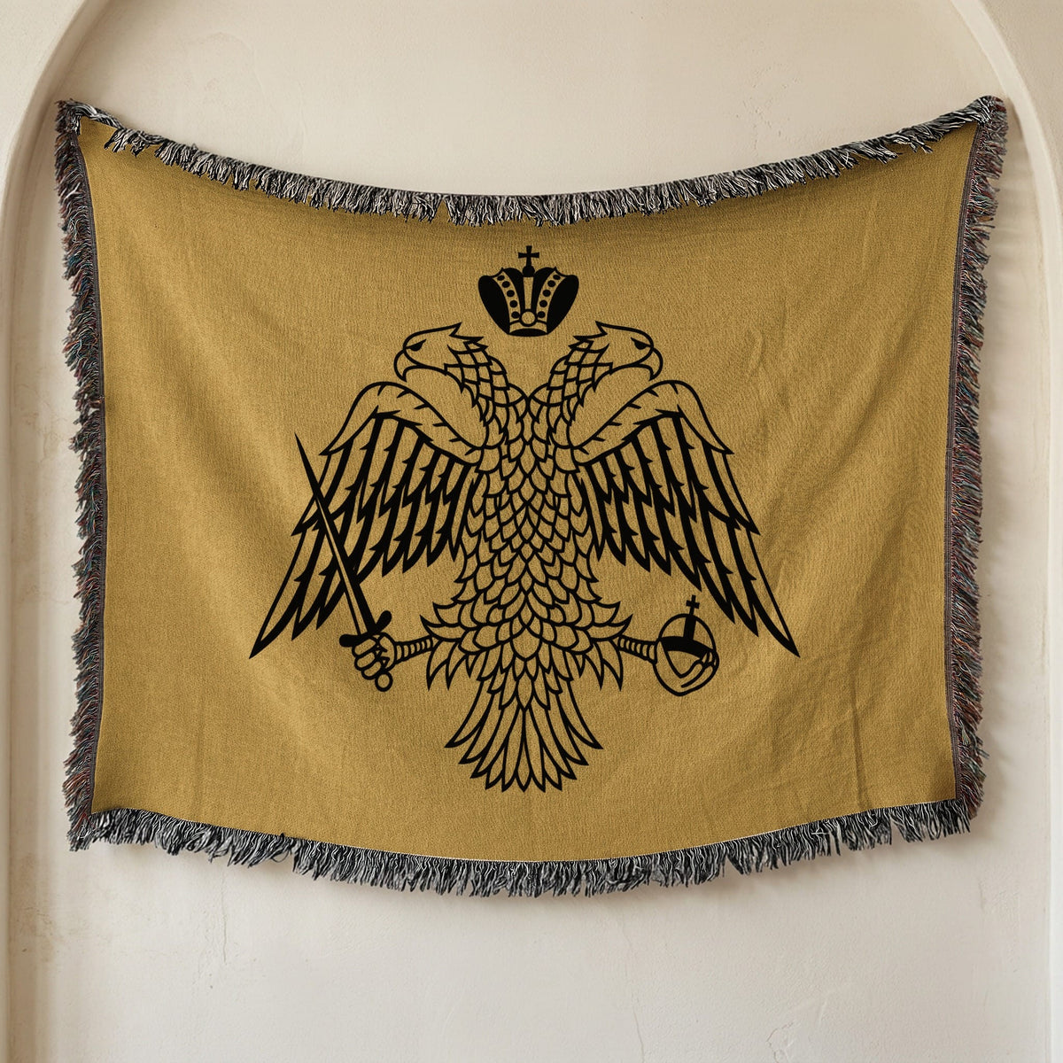 CalmNestStyle Byzantine Double Headed Eagle Flag Woven Blanket jacquard woven blanket