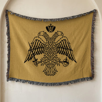 CalmNestStyle Byzantine Double Headed Eagle Flag Woven Blanket jacquard woven blanket