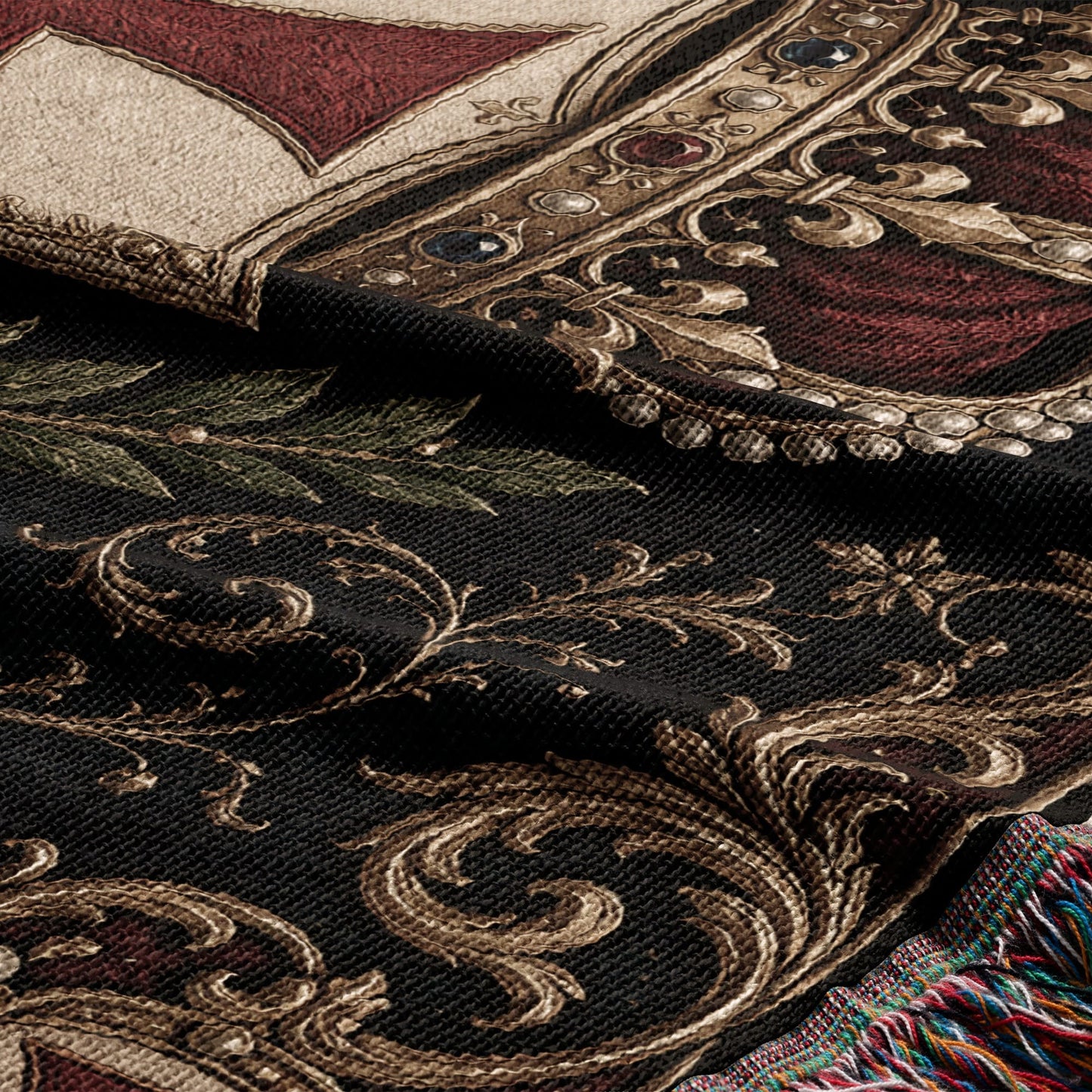 MyDesigns Medieval Blanket – Knights Templar Crest, Crown & Laurel Woven Throw jacquard woven blanket