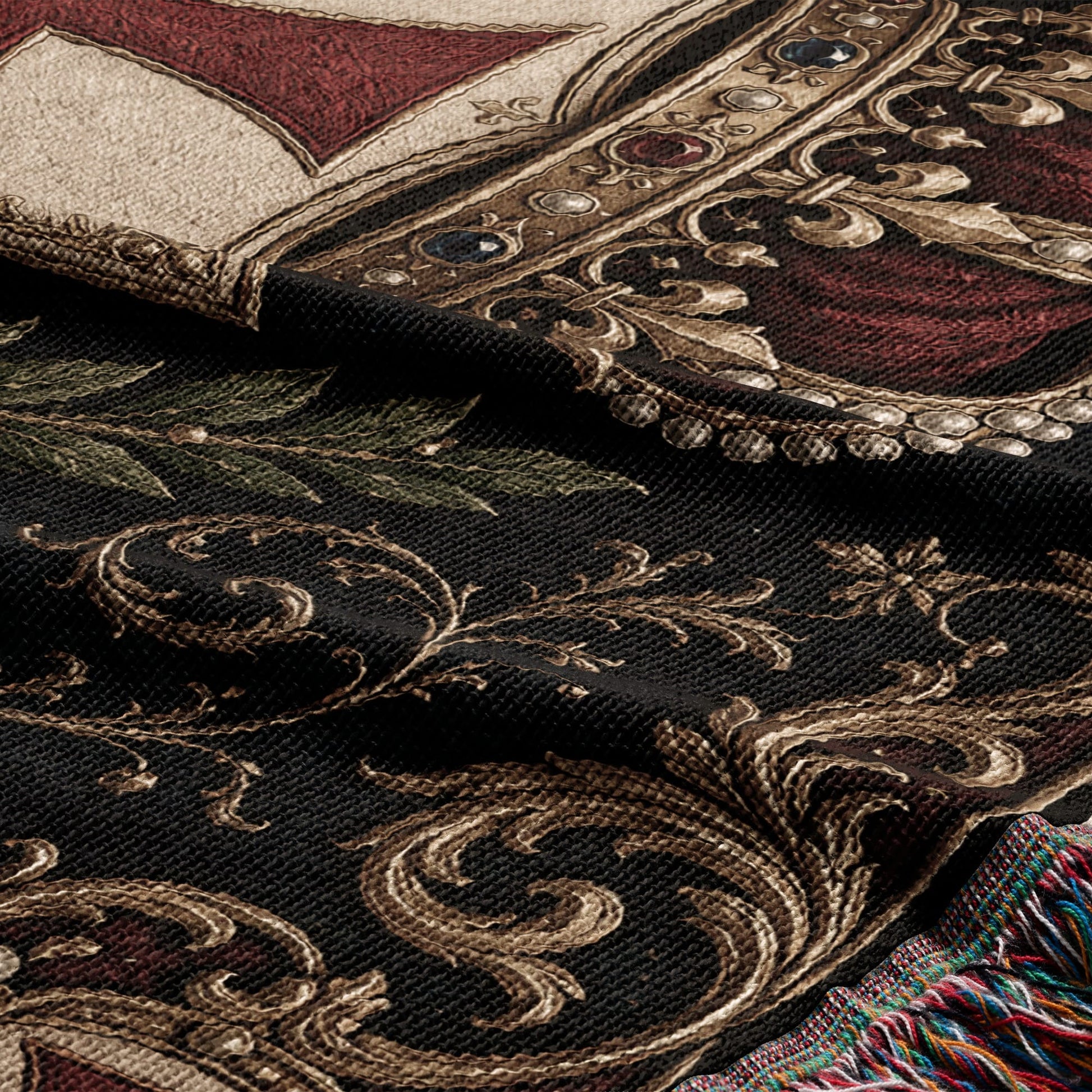 MyDesigns Medieval Blanket – Knights Templar Crest, Crown & Laurel Woven Throw jacquard woven blanket